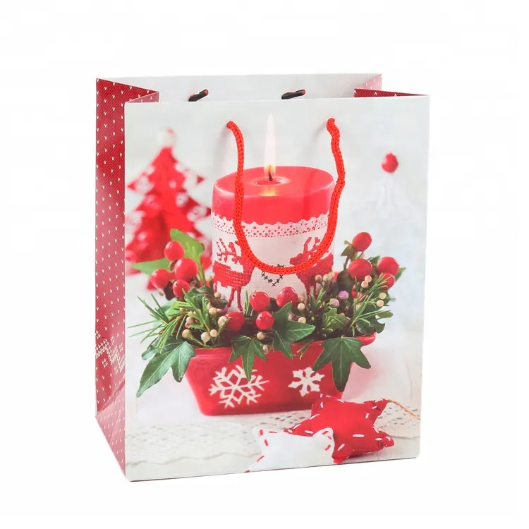 High Quality Colorful Custom Made Decorative Christmas Holiday Gift Paper Bags