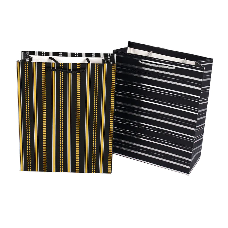 New Design Handmade Eco-Friendly Mini Small Black Stripe Crafts Kids Paper Bag
