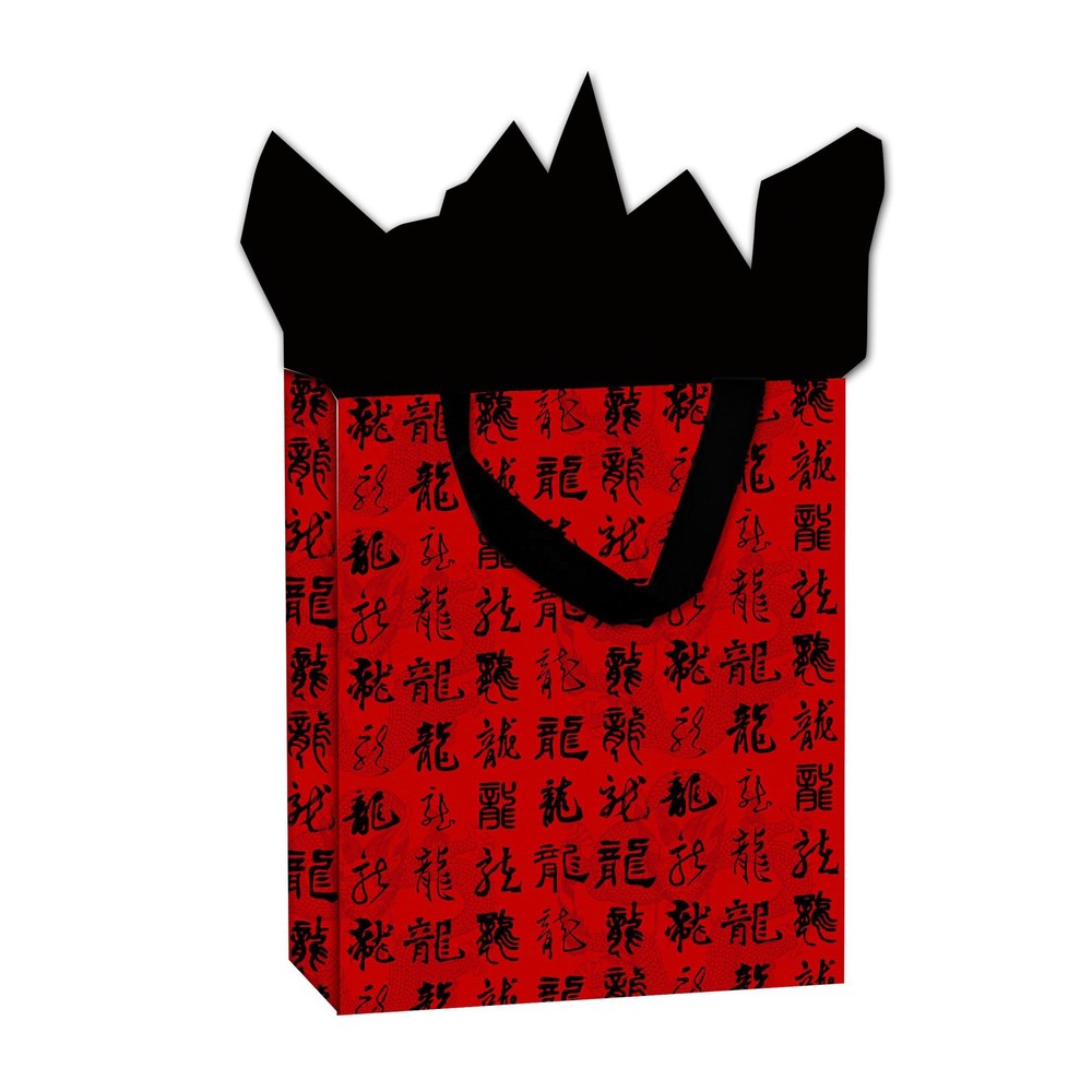 2019 Wholesale Manufacturer Cheap Calligraphy Black Handle Red Paper Hand Bags
