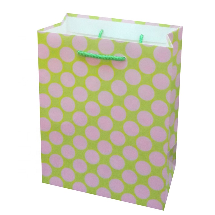 Лучшие Продажи Зеленые Фиолетовые точки горячая шатамповка рождественская бумага сумка с хлопковой ручкой