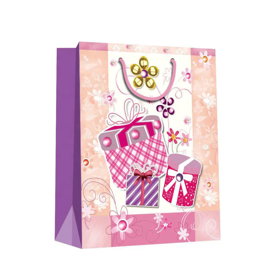 Custom Durable Paper Bags Birthday Party Packing Paper Gift Bags With Rope Handles
