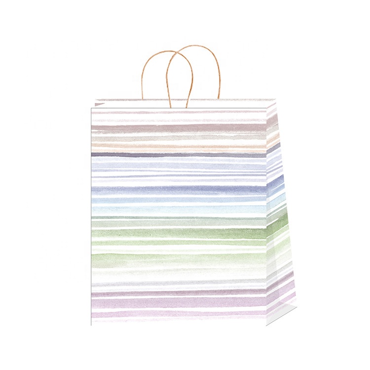 Design Unico Reusable Stripe Cool Colors Flat Bottom Borch Shopping Bag Bag