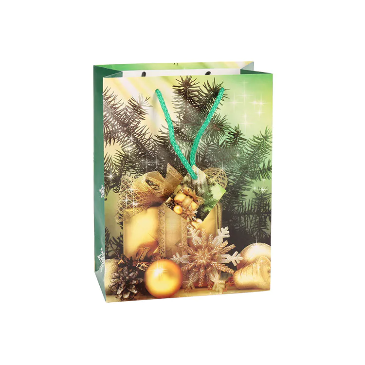 High Quality Eco-friendly Fashion Fancy Christmas Handcraft Paper Bags With Rope Handles