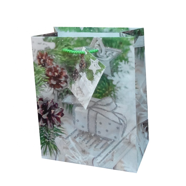 2019 High Quality Recycle Colorful Carrier Handmade Green Wedding Square Paper Gift Bags