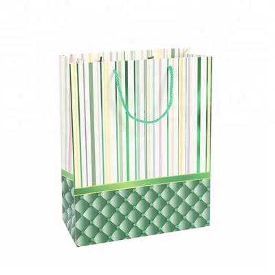 2019 High Quality Custom Handmade Stripe Green Gift Bags For Shopping, Bulk Oversized Gift Bags
