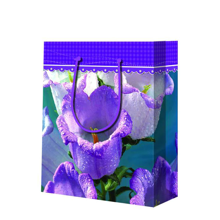 2019 New Design Recyclable Customized Purple Wine Bottle Packaging Paper Gift Bag With Handles