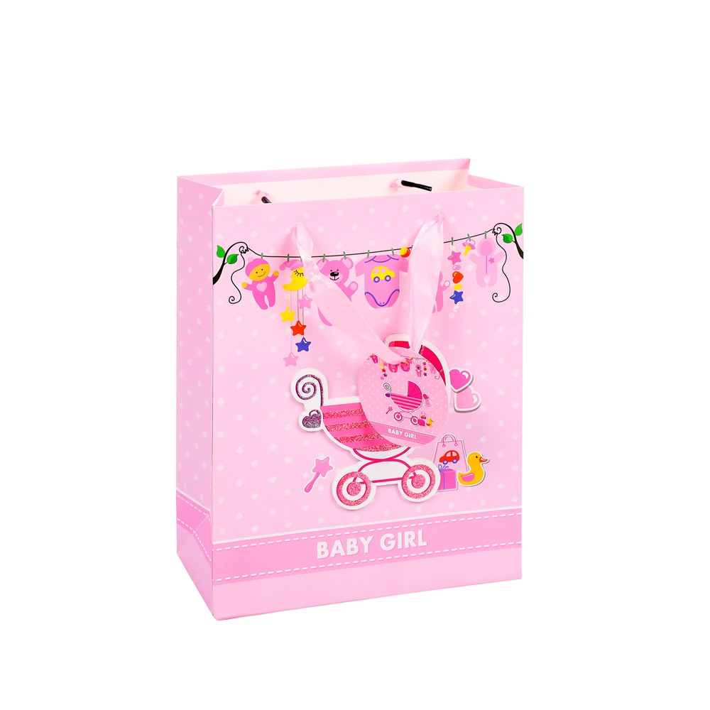 2019 recyclage de la promotion Couleur Personnalisée Vêtements de Bébé Packaging Papier Cadeau Sac Avec Poignée de Corde