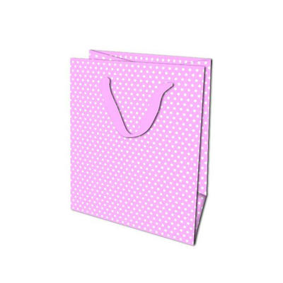Wholesale Custom Cheap Simple Style Biodegradable Pink Carry Paper Gift Bags With Dot Printed