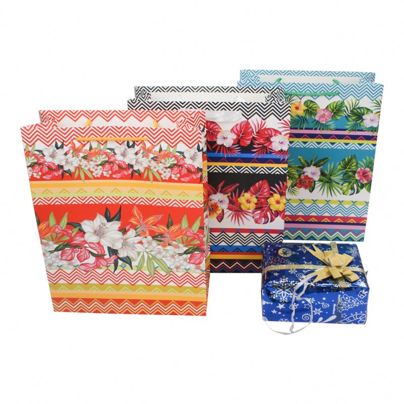 Professional supplier floral dusting women fashion paper packing bag reusable shopping paper bag