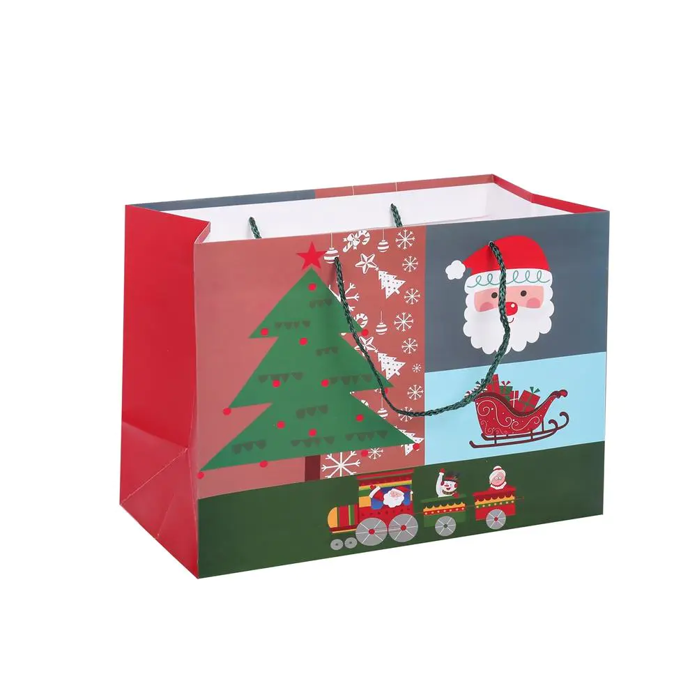 Christmas Custom Logo Printing Eco-friendly Paper Gift Bags With Rope Handles