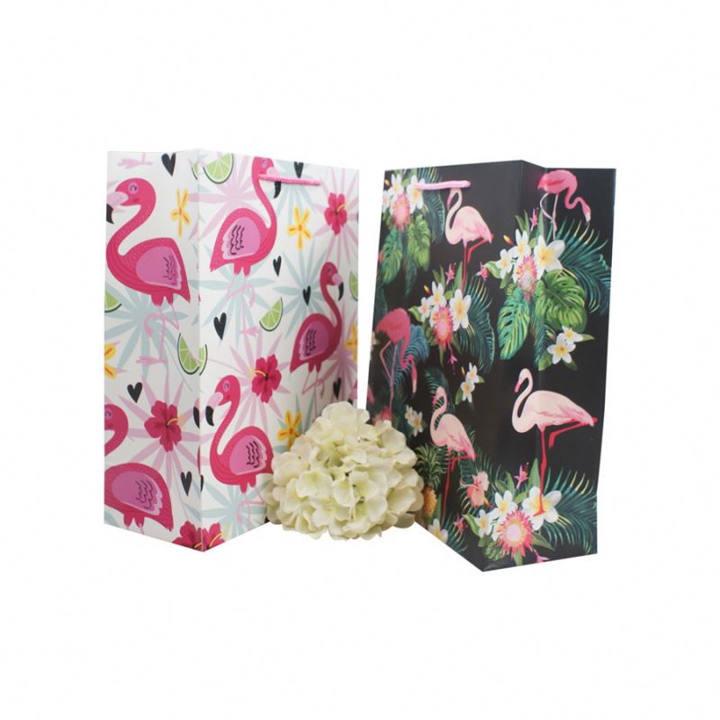 Fourniture d'Usine Papier de Luxe Sac Shopping Flamingo Sac à Papier d'Emballage Imprimé Animal