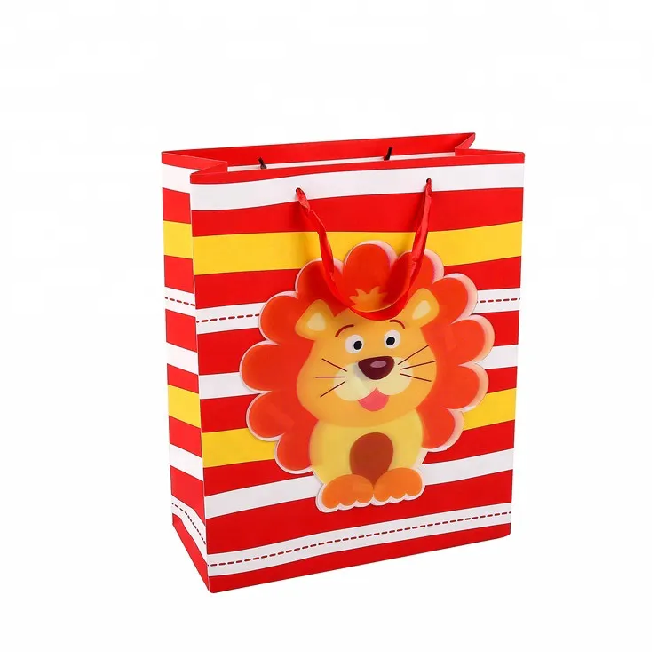 Children Fancy Warm Colors Cartoon Animal Contracted Ivory Paper Shopping Gift Bag