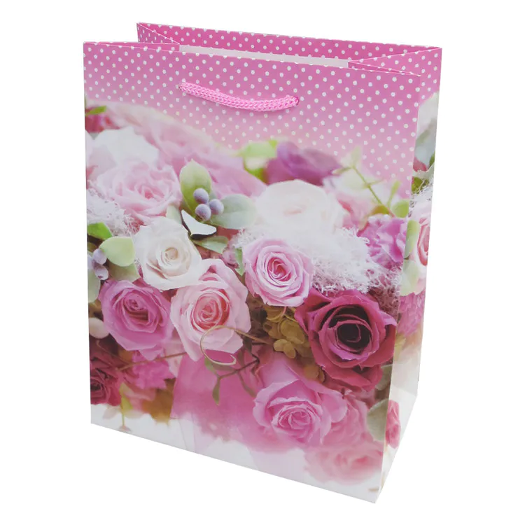 Factory supply paper shopping bag luxury exquisite high quality floral shopping paper bag