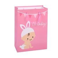 High Quality Pink Simple Practical Cartoon Baby Shower Shopping Paper Gift Bags