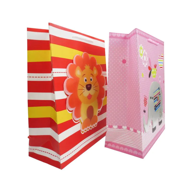 Custom made 3d printing cute paper gift bags with rope handles for children