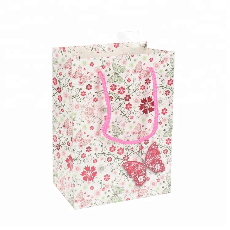 New Design Floral Design Foldable Coated Paper Shopping Gift Bags