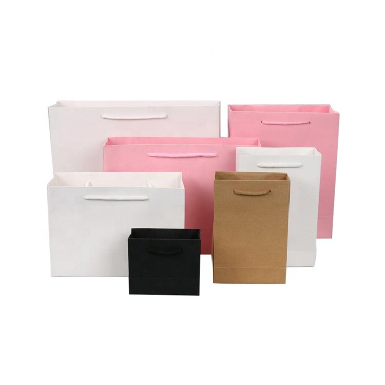 Wholesale Custom High-end Fashion Foldable Eco-friendly Solid Color Dessert Paper Bags With Rope Handles