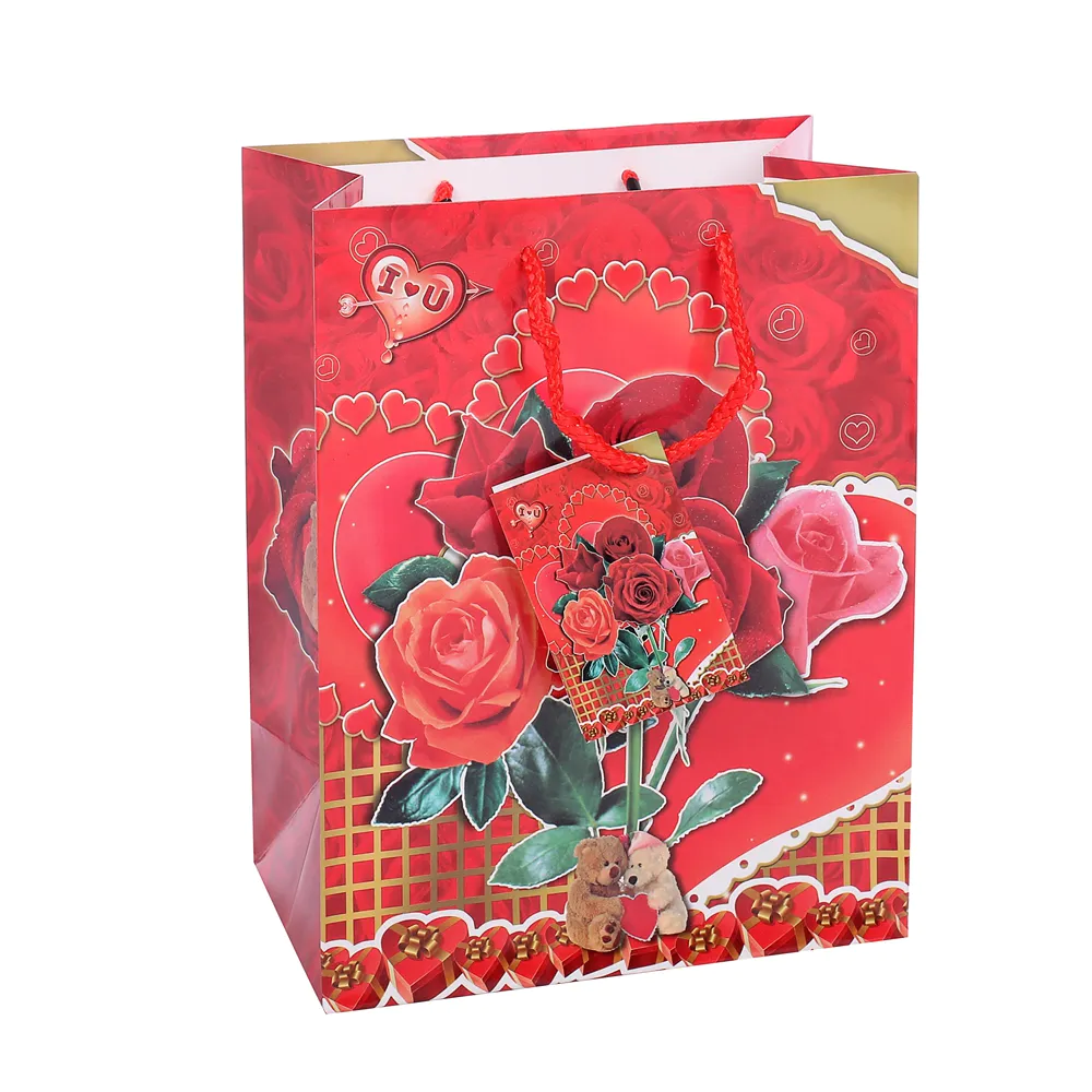 Custom Logo Carrying Fancy Red Easy Carry Flower Wedding Packaging For Shopping