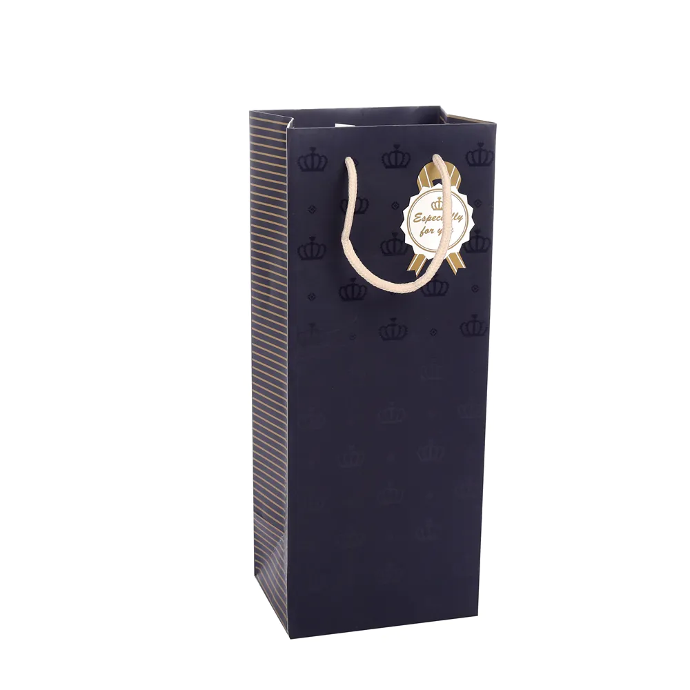 Eco-friendly Luxury Design Printing A Crown Wrapping Kraft Paper Bag With Rope Handles