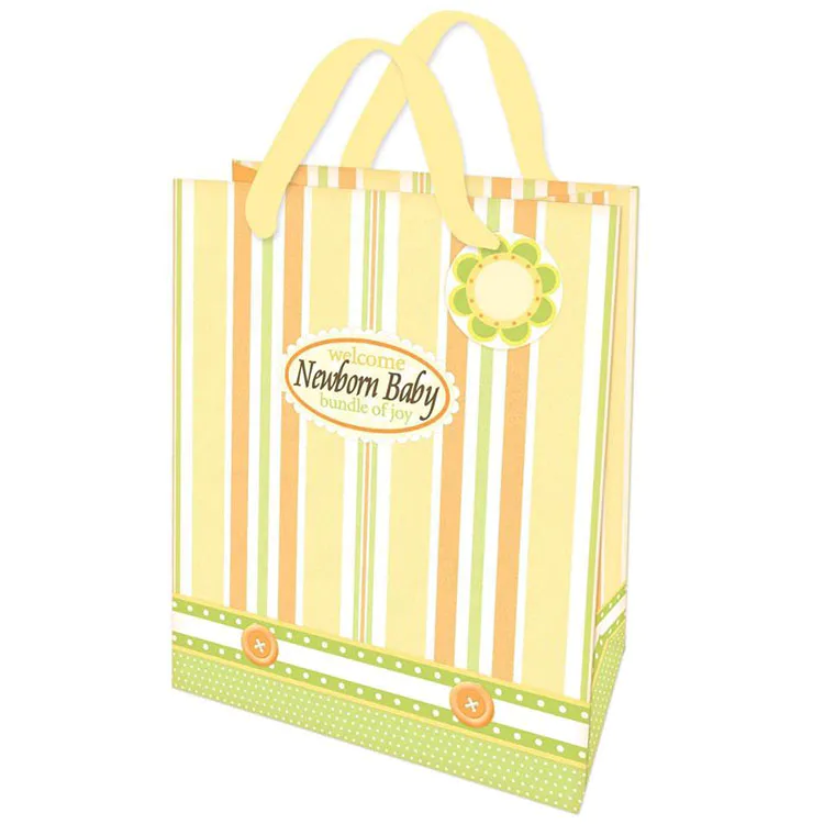 New Design Foldable Yellow Shopping Bags High Quality Lovely Kraft Paper Bags
