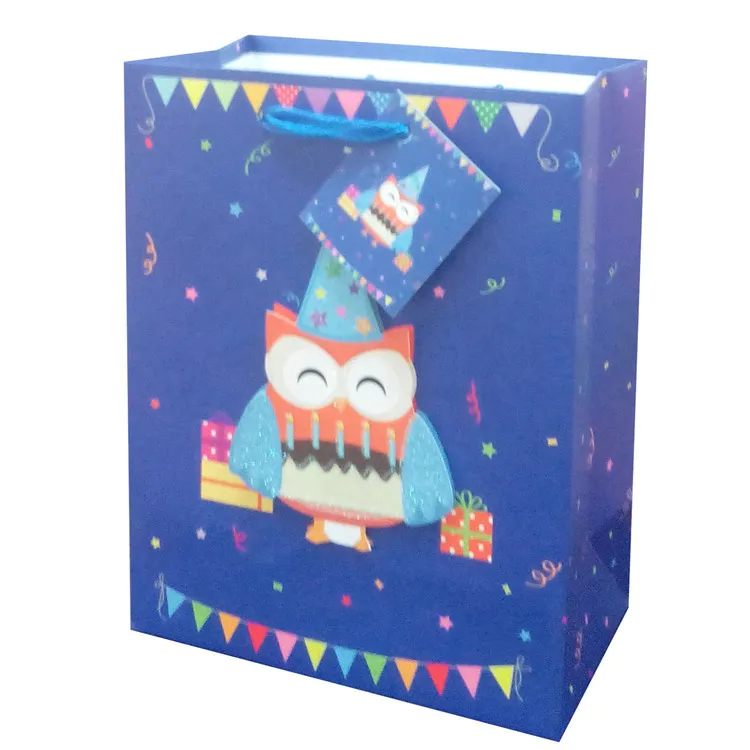 Classic Different Colors Deep Blue Eco-friendly Offset Printing Paper Gift Bags For Birthday Party