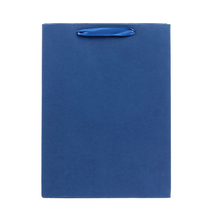 Venta Caliente Plazo Impreso Azul Azul Pequeño Kraft Papel Cuadrado Bolso De Compras Con ASAS