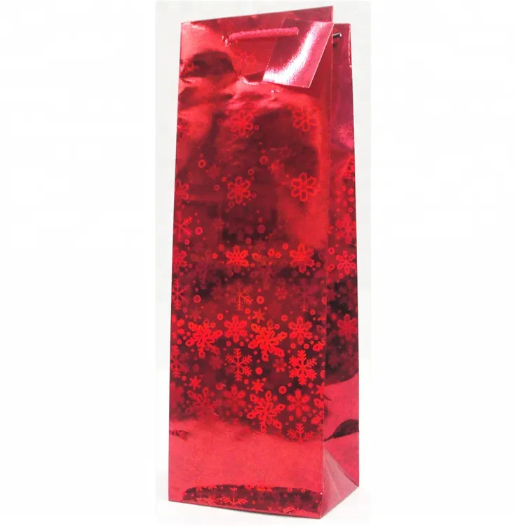 Hot Selling Red Packaging Paper Wine Bag With Handle, Recycle Shopping Paper Carry Bags