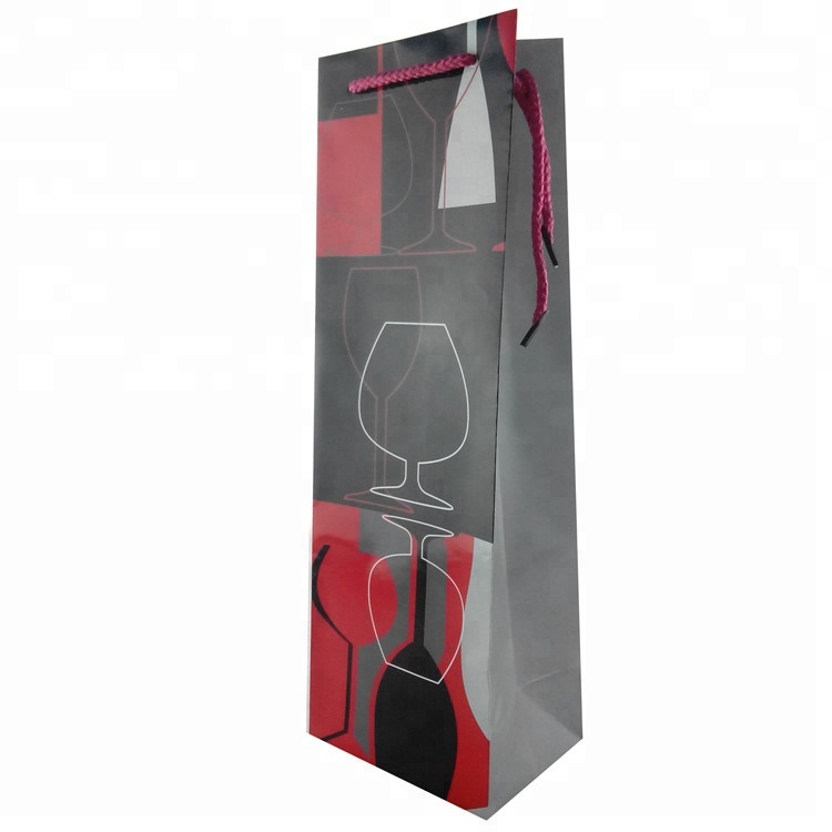 Sac d'Emballage à vin en Papier à rayures de Haute Qualité Avec Logo Imprimé, Sacs de Cadeaux de Papier à Vin