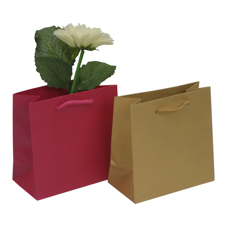 Custom recycle craft shopping packing kraft paper bag with rope handle