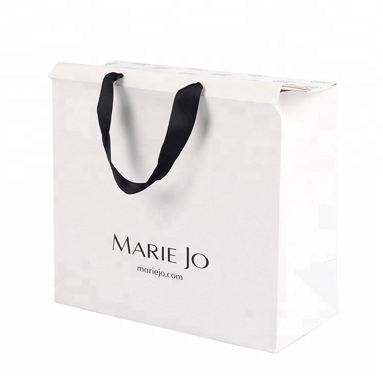 Personalized Logo Printed Fashion White Luxury Double Paper Advertising Bag