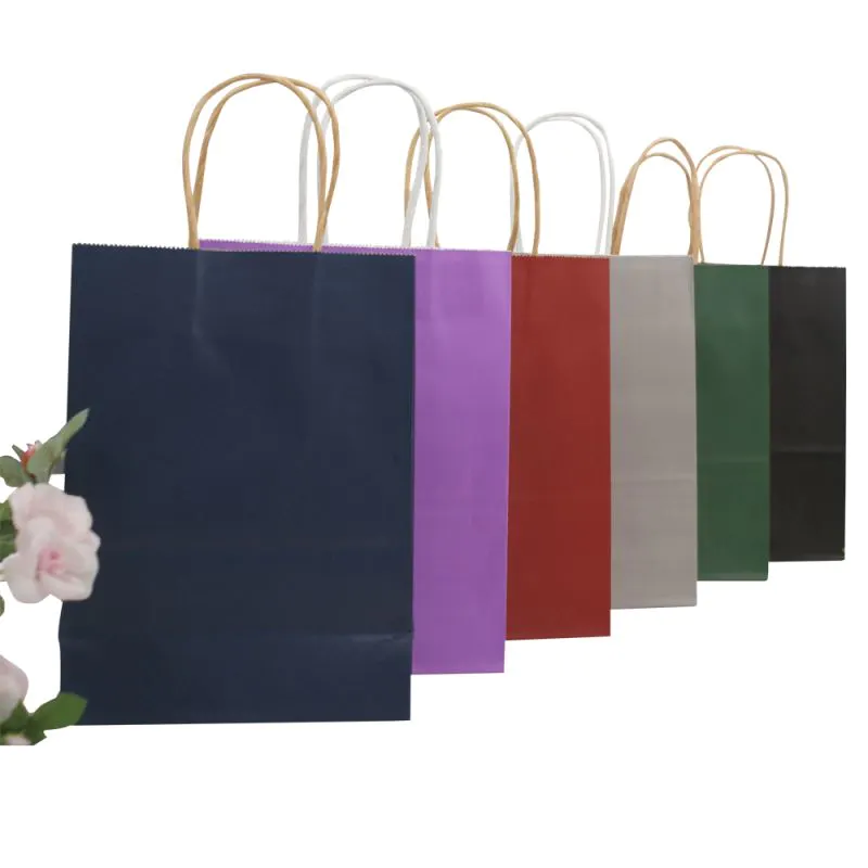 Wholesale Recycled Custom Gift Packaging Colorful Kraft Paper Bag With Handles
