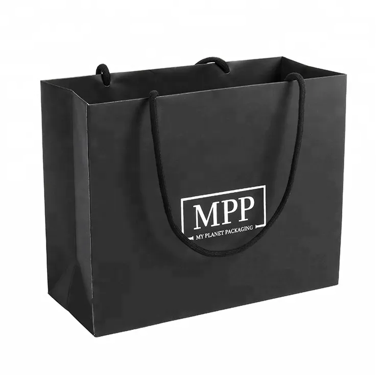 Cheap Custom Recycled Folding Luxury Gift Advertising Black Paper Shopping Bag with Logo Printing