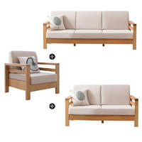 Luxury Teak Classic Modern Set Armrest Living Room Pine Longue Ottoman Wood Furniture Sofa