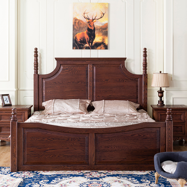 New style latest stylish luxury solid wood double bed designs