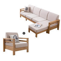 Luxury Wood Teak Furniture Classic Modern Set Armrest Living Room Pine Seater Longue 4 Seat woodSofa