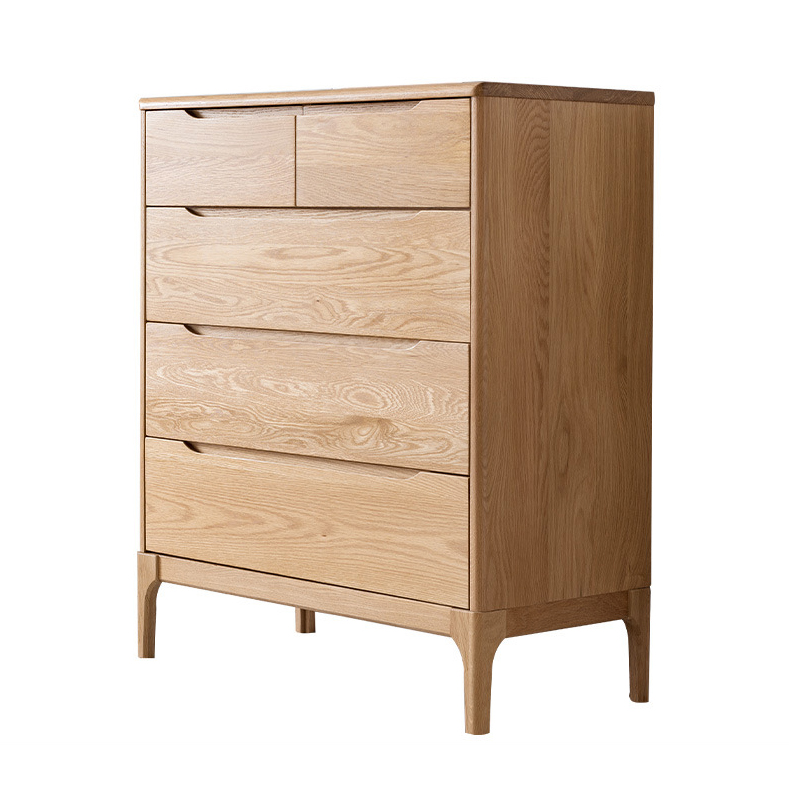 Modern custom supported natural solid wooden chest of drawers design for bedroom furniture