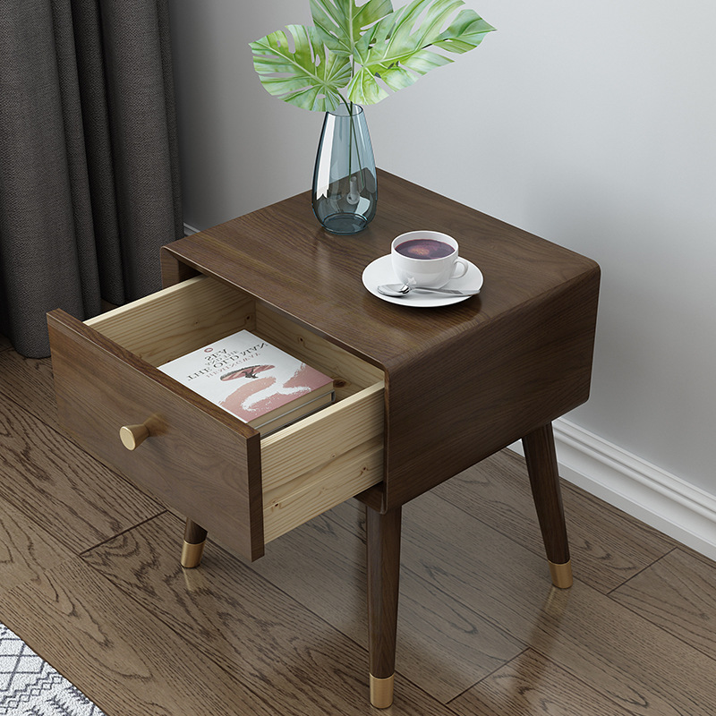 customize bedside table wood nightstand bedroom for sale cheap dark home hotel bedroom furniture Luxury natural popular idividua