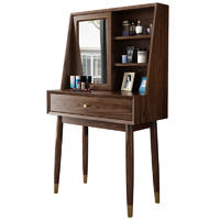 storage walnut color white ash useful individuality design new listing copper feet solid wood dressing table with mirror