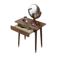 Home furniture special offer modern stylish simple fashionable high quality copper feet solid wood dressing table with mirror