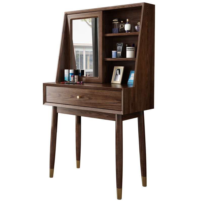 2020 Explosive money Versatile white ash walnut color soild wooden dressing table for cosmetics with 1 drawer for the bedroom