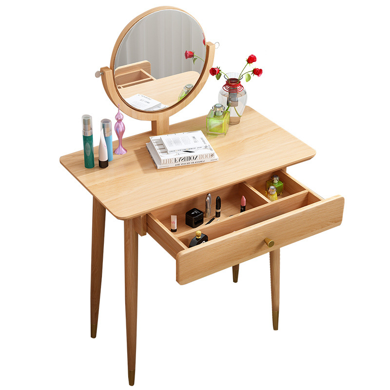 Bedroom furniture factory price wood color newest design literary stylish storage strong solid wood dressing table with mirror