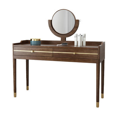 Wooden make up deskdressing tablewith copper footbedroom dressing table with mirror solid wood dresser