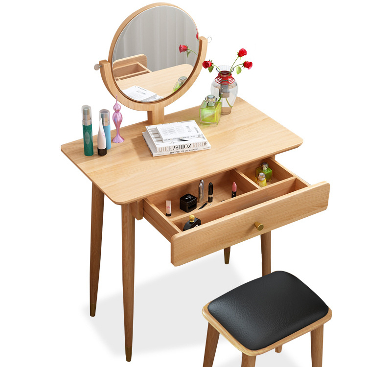 Fancy Mirrors Led Classic Drawers Glass Modern Furniture Japanese Wooden Walnut Teak Wood Nordic Dressing Table