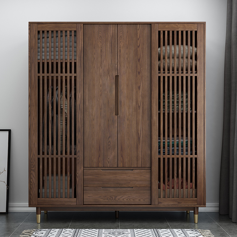 solid wood closet wardrobe with wooden hollow door drawers wholesale retail customization china fair price men durable useful