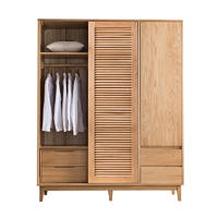 customizable creative design morden 3 door soild wood wardrobe with living cabinet or no live cabinet for the bedroom