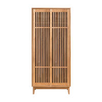 Modern OEM supported bedroom furniture solid wooden wardrobe with 2 hollow doorsclothes storage cabinet furniture