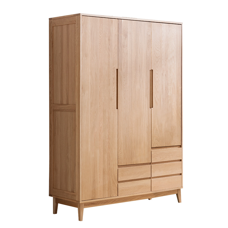 Modern customizable bedroom furniture wooden wardrobe with 3 doors and 5 drawers clothes storage cabinet furniture