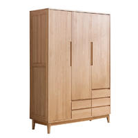 Modern customizable bedroom furniture wooden wardrobe with 3 doors and 5 drawers clothes storage cabinet furniture