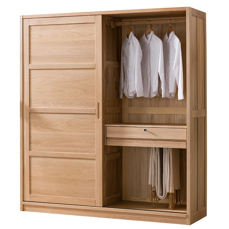 Nordic simple design customizable wooden wardrobe with sliding doors clothes storage cabinet furniture for bedroom
