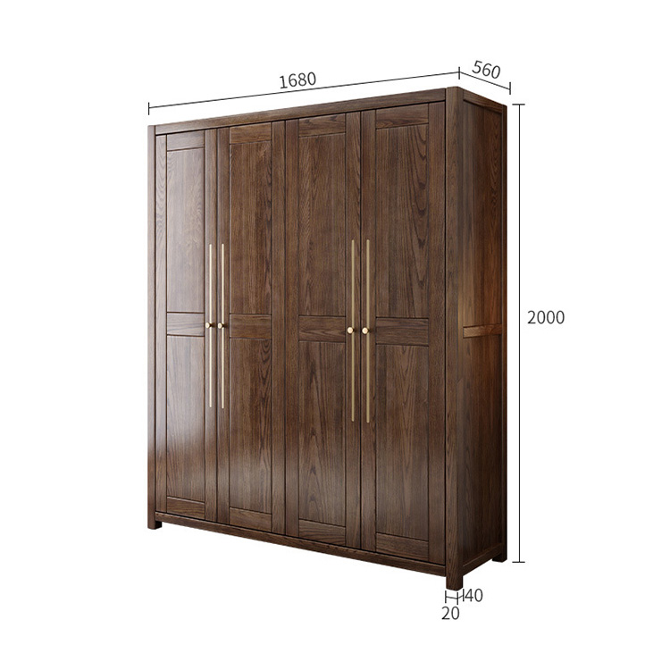 factory price bedroom hot sale ins novel creative special walnut color 2 drawers inside high quality solid wood wardrobe